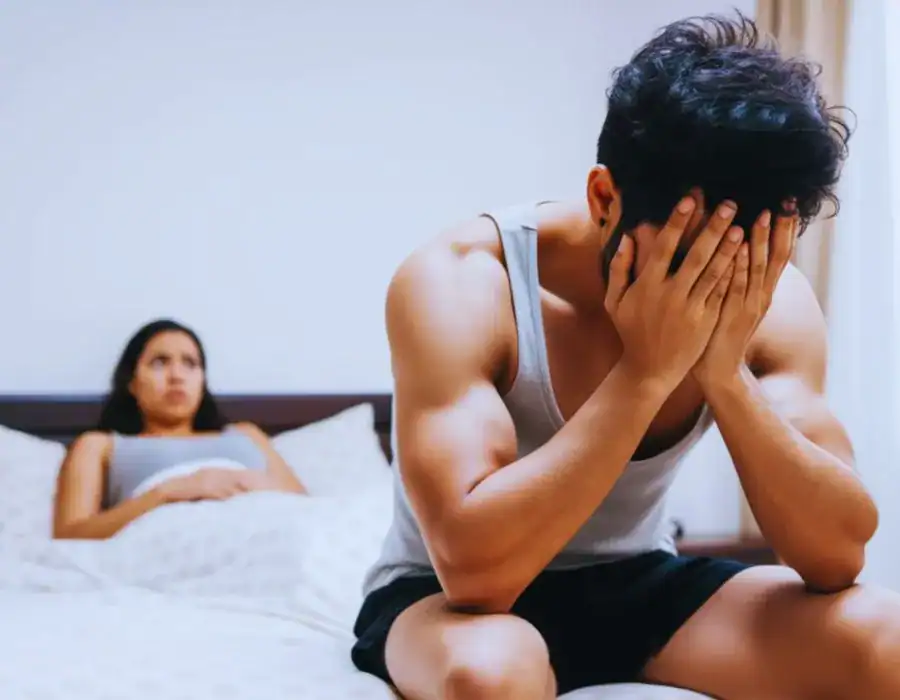 Image of upset man in need of erectile dysfunction treatment Warrington